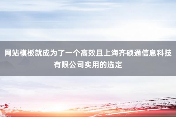 网站模板就成为了一个高效且上海齐硕通信息科技有限公司实用的选定